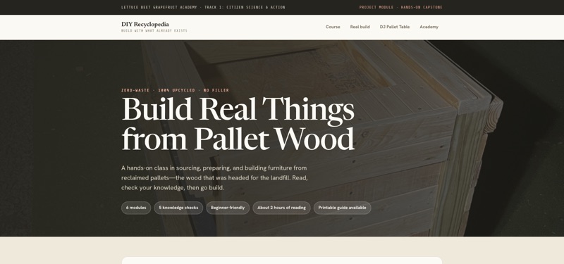 DIY Pallet Guide homepage screenshot