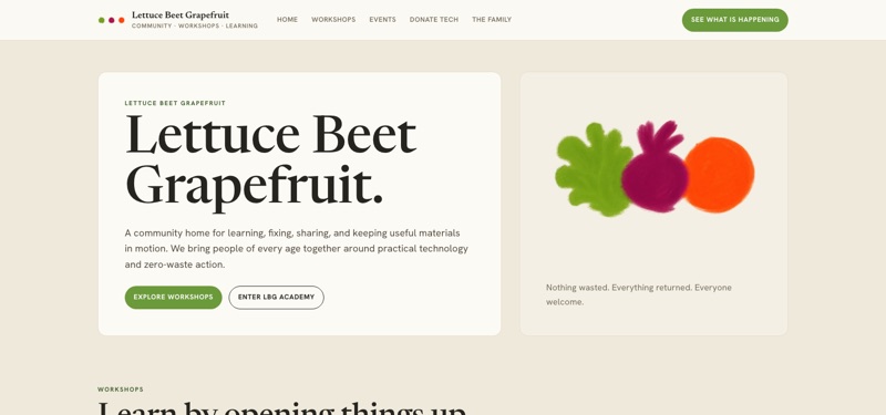 Lettuce Beet Grapefruit homepage screenshot
