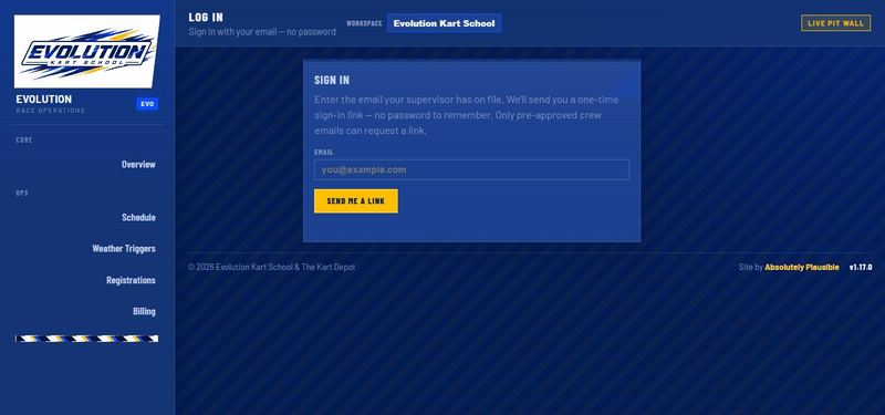 RaceTracker sign-in screen