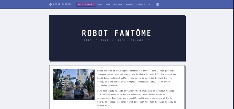 Robot Fantôme homepage screenshot