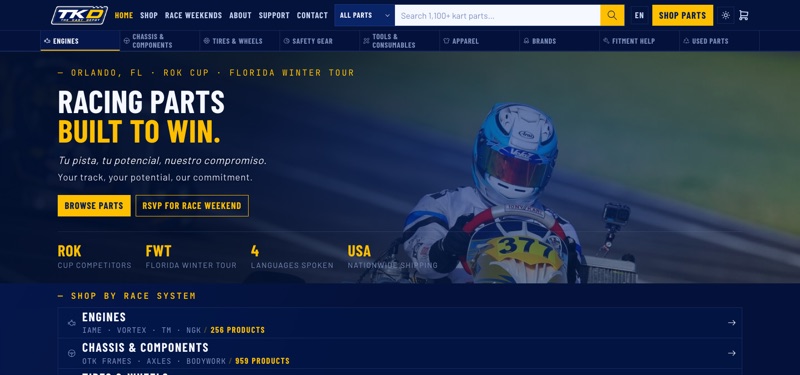The Kart Depot homepage screenshot